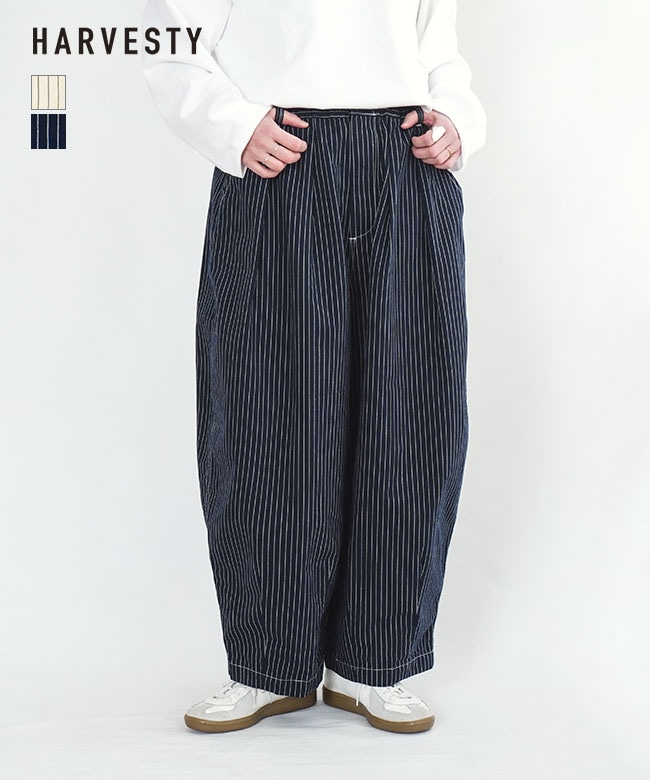 A12504] HARVESTY(ハーベスティ) ペンシルストライプ サーカスパンツ
