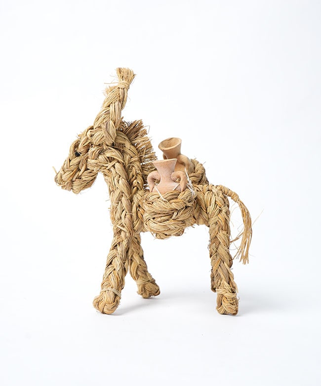 [00374-2a]佃企画(TSUKUDA&CO.) BURRO ESPARTO CON CANTAROS(15CMS)  オブジェ ロバ