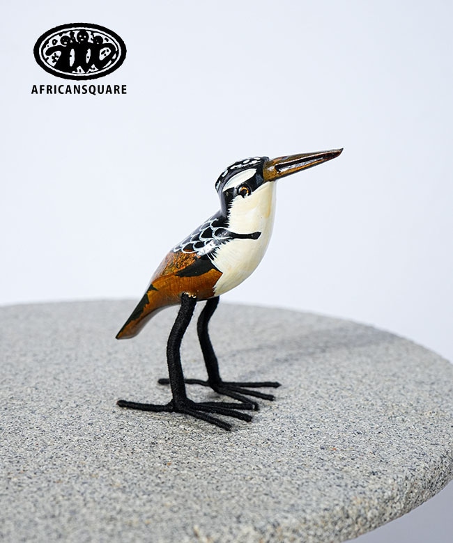 wk16113-05] AFRICANSQUARE(アフリカンスクエアー) 木製鳥 脚付き小