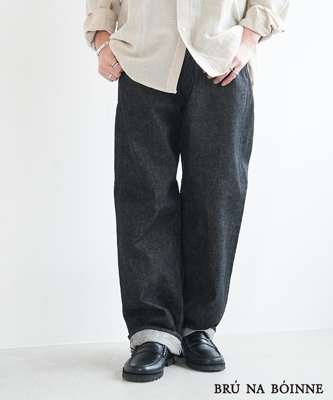 [7751BK]BRU NA BOINNE(ブルーナボイン) ピーターパンツ3世BLK ピーターパンツデニムブラック ワンウォッシュフルレングス
