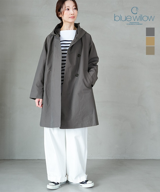 [01FSP18020]blue willow(ブルーウィロー)グログラン2WAYフードコート ライトアウター