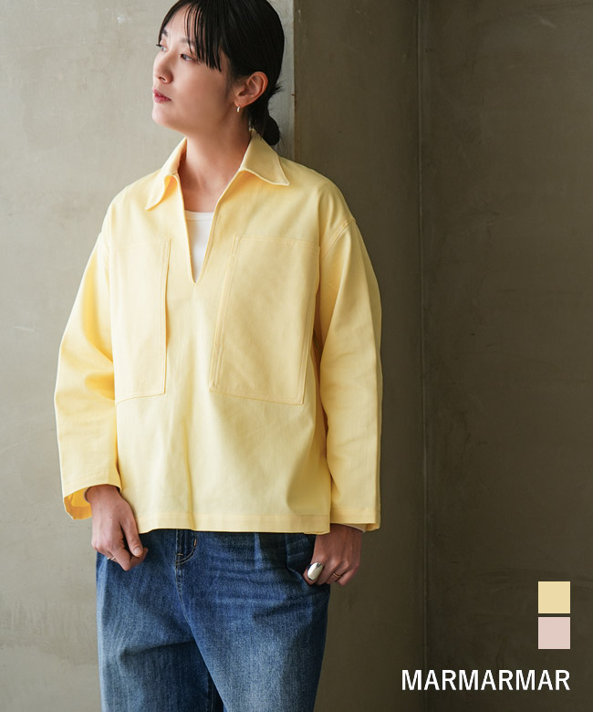 [1-830113]MARMARMAR(マーマーマー) drill skipper shirt ドリルスキッパーシャツ レディース トップス