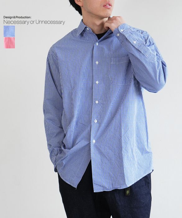 [90012271]NECESSARY or UNNECESSARY/N.O.UN(ネセサリーオアアンネセサリー/ナウン) DRESS ドレス メンズ トップス 長袖チェックシャツ