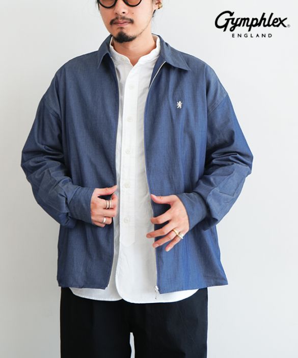 GY-B0459DPD]Gymphlex(ジムフレックス)インディゴツイル 長袖ジップ