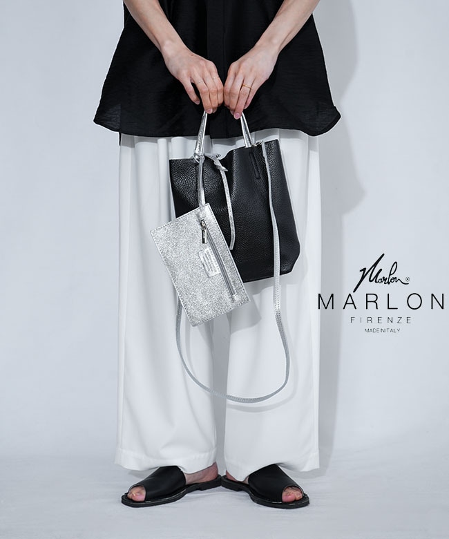 [53263-1-01011]MARLON FIRENZE(マーロンフィレンツェ) SHOPPER MINI BICOLOR ショッパーミニバイカラー レザーバッグ ショルダーバッグ ポーチ付き