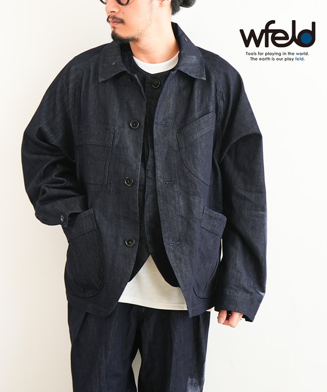 [WF-26SS-WF-09]wfeld(フェルド) FlexDura Denim Coverall フレックスデュラ デニム カバーオール メンズ トップス ブレザー 羽織 デニムジャケット セットアップ