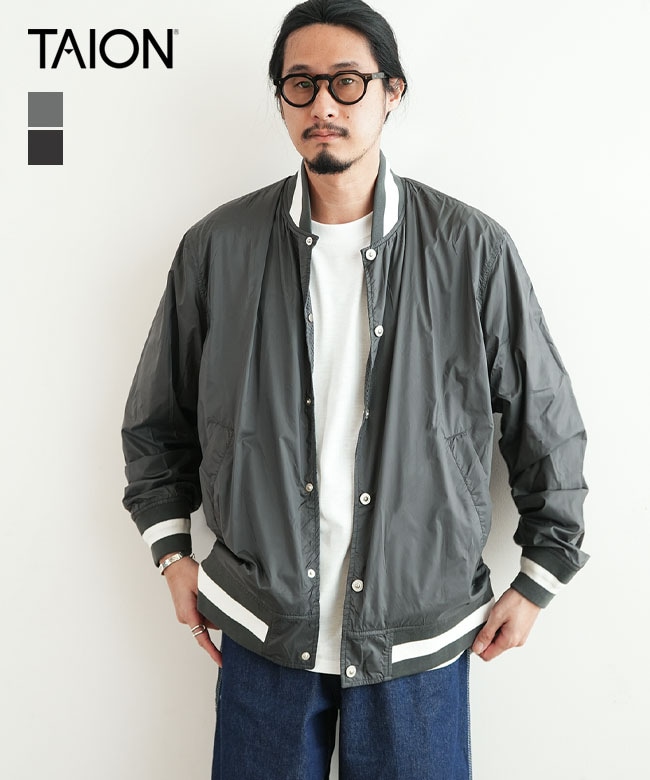 [TAION-R111NDJKBS]TAION(タイオン) 【収納袋付属】NON DOWN BASIC REVERSIBLE STUDIUM JACKET ノンダウン ベーシックリバーシブル スタジアム ジャケット メンズ トップス ライトアウター ブルゾン スタジャン
