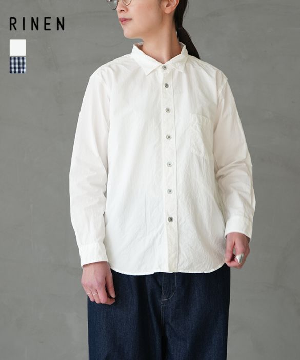 [R35000]RINEN(リネン)80/2ダウンプルーフ レギュラーカラーシャツ トップス