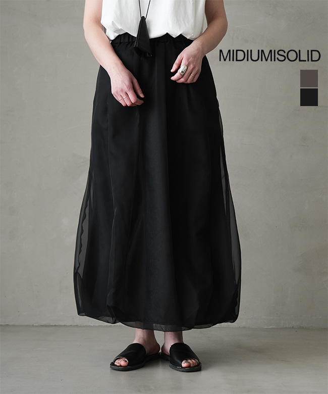 [3-16219361]MIDIUMISOLID(ミディウミソリッド)sheer long baloon skirt シアーロングバルーンスカート ロングスカート