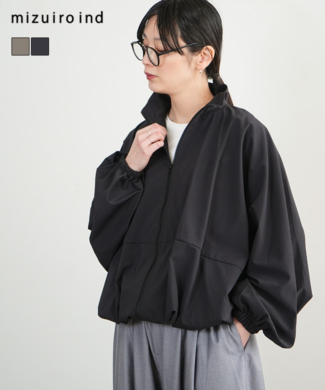 [1-270036]mizuiro ind(ミズイロインド) ドルマンスリーブストームジャケットスタンドカラーブルゾン