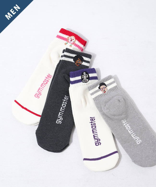 gym master(ジムマスター) ハッピー刺繍ショートソックス メンズ 靴下 雑貨 グッズ 抗菌 防臭【メール便対応可】 [G466624]