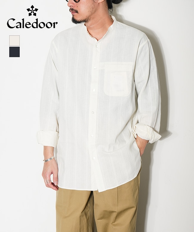 ◎Caledoor(カレドアー)Grandad Collar Dobby Stripe Shirt グラン