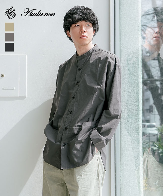 Audience(オーディエンス)小松マテーレ ダントツ撥水タスランタフタ ガーデニングコート スタンドカラーシャツ [AUD7400]