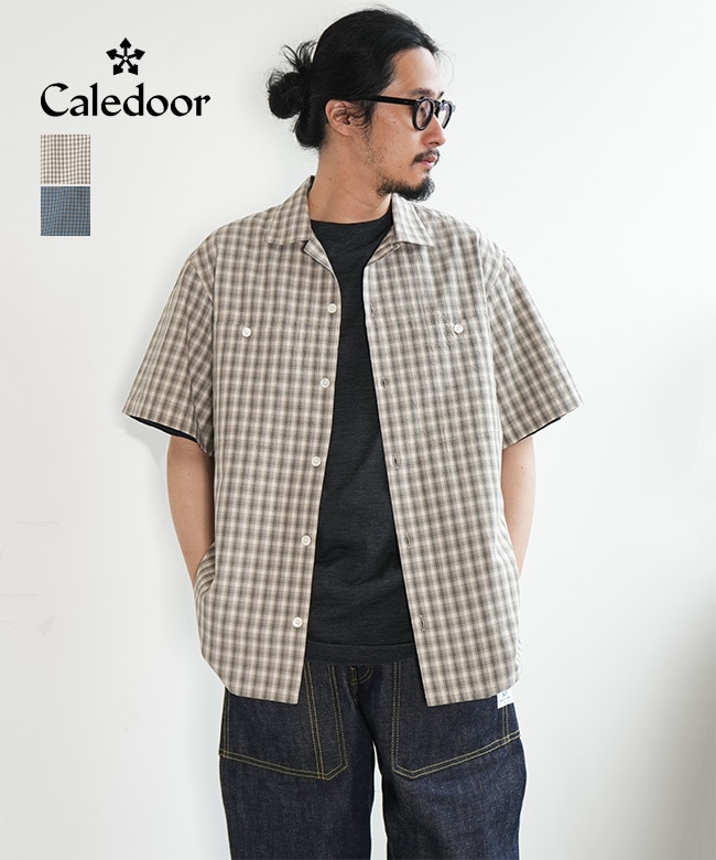 Caledoor(カレドアー) Organic Cotton Rambling Check Shirts オーガニックコットン ランブリング チェックシャツ メンズトップス 半袖 ラウンドカラー[6061-1601]