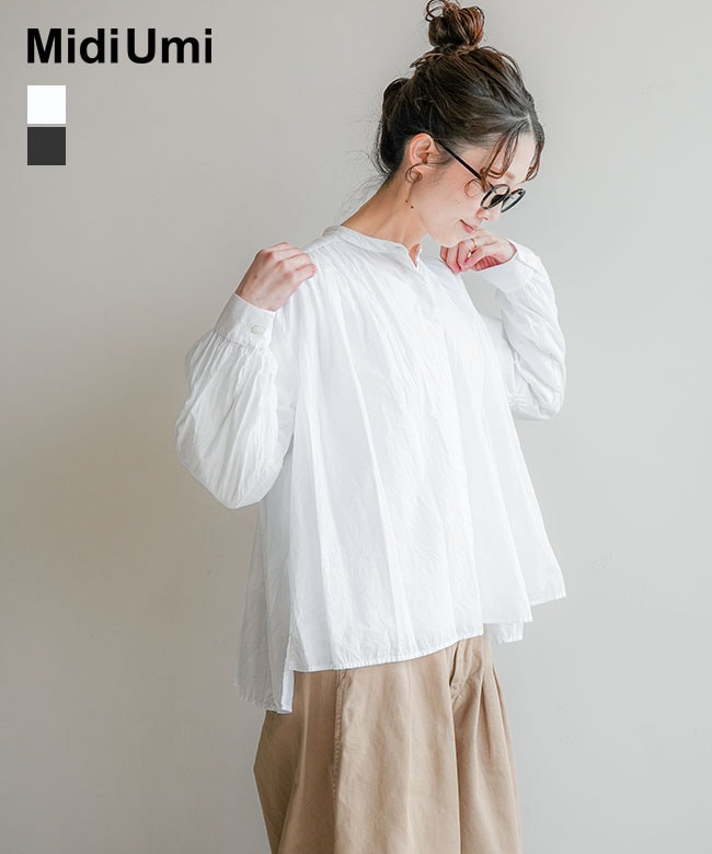 Midi Umi(ミディウミ)gathered wide shirt ギャザーワイドシャツ