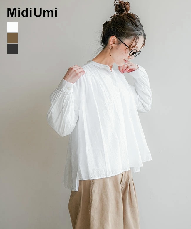 Midi Umi(ミディウミ)gathered wide shirt ギャザーワイドシャツ