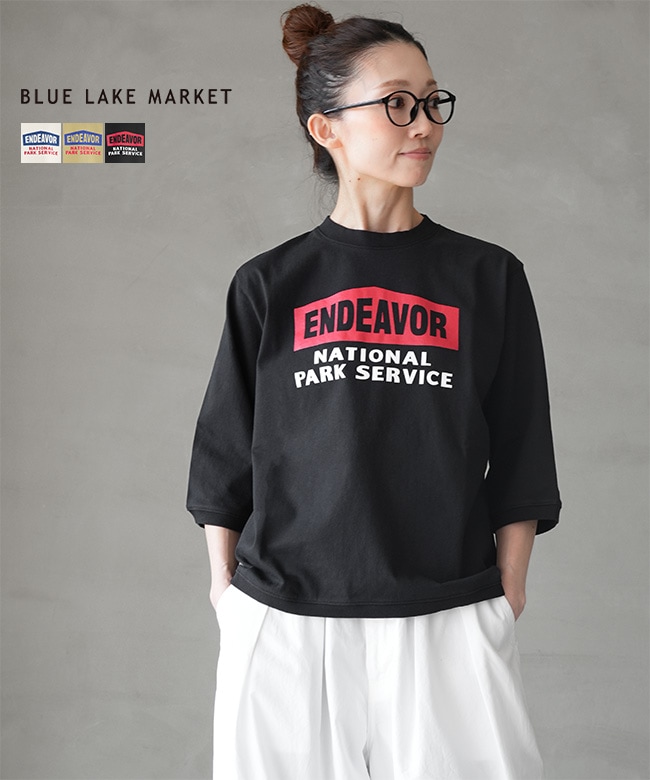 BLUE LAKE MARKET(ブルーレイクマーケット) アメリカンドライ天竺七分丈プリントTee ENDEAVOR　レディース トップス [B-522012]【メール便対応可】