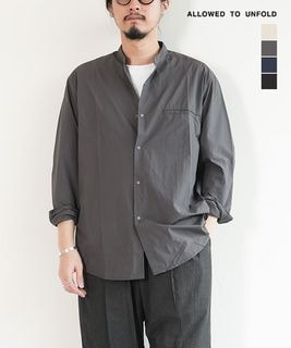 【SALE 50%OFF】ALLOWED TO UNFOLD(アロウドトゥアンフォールド) ナイロンリップ バンドカラーシャツ メンズ トップス ボタンシャツ 長袖 リップストップ[0701-61102] セール