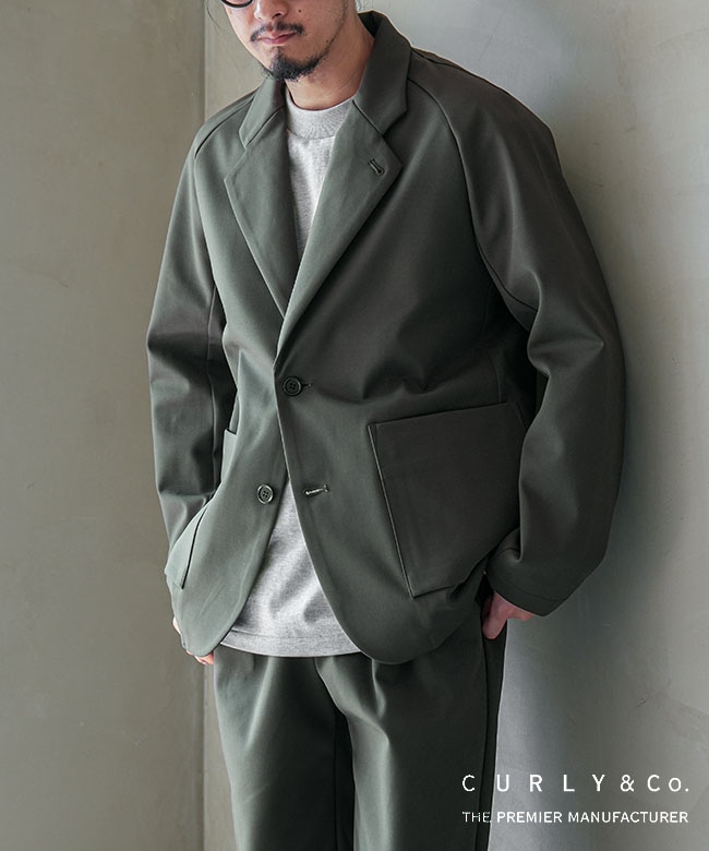 Curly&Co.(カーリー) SOLID DOUBLE-KNIT RAGLAN SLEEVE JACKET ソリッド ダブルニット ラグランスリーブ ジャケット メンズ トップス テーラードジャケット セットアップ 定番 ロングセラー[261-530221]