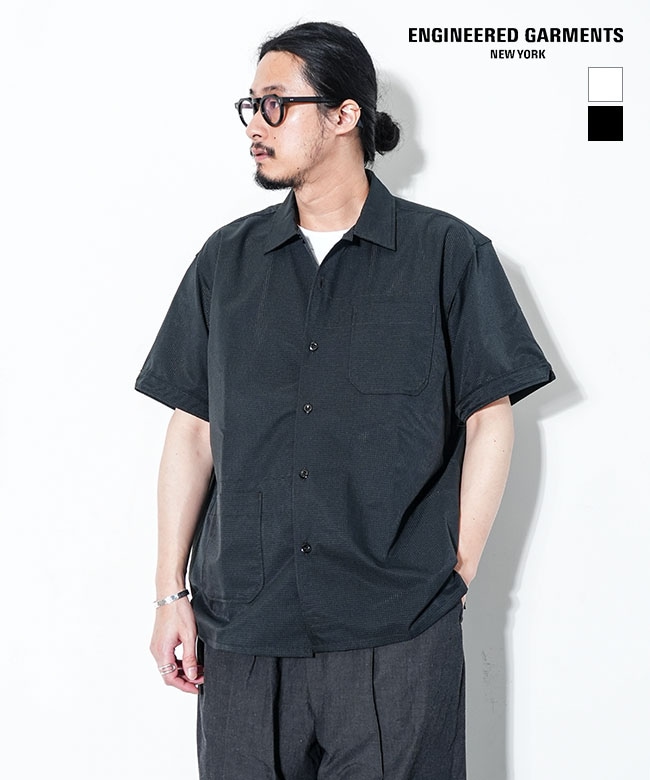 ENGINEERED GARMENTS(エンジニアド ガーメンツ) Camp Shirt - Polyester Mesh キャンプシャツ - ポリエステルメッシュ メンズ トップス ボタンシャツ オープンカラーシャツ 開襟シャツ 半袖 [SW012]