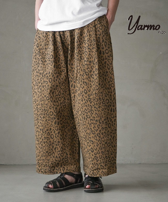 Yarmo(ヤーモ) レオパードツイルワークパンツ レディース ボトムス 豹柄 ヒョウ ひょう ワイドパンツ [YAR-26SS-P28]