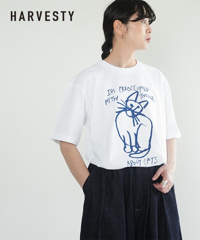 HARVESTY(ハーベスティ)イワサトミキ×HARVESTY PRINTED BOX TEE(CAT-2)【メール便対応可】 [A52610]