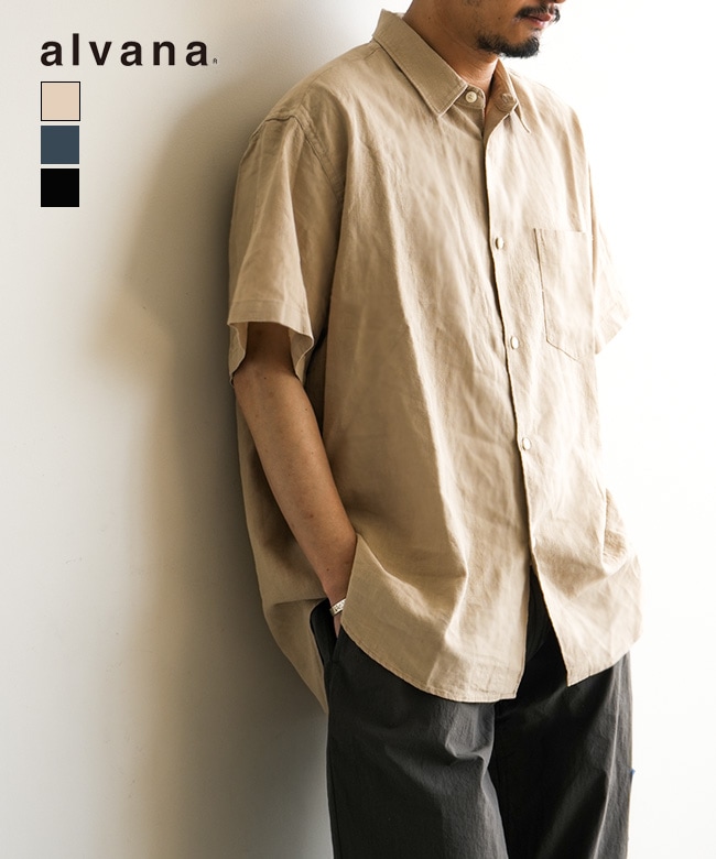 alvana(アルヴァナ) LINEN S/S REGULAR SHIRTS リネン ショートスリーブ レギュラーシャツ メンズ トップス 半袖 レギュラーカラー[ALV-00171]