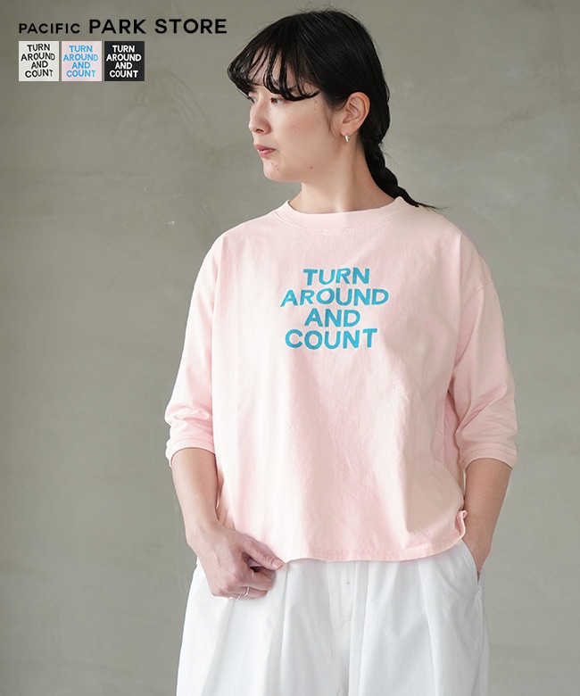 PACIFIC PARK STORE(パシフィックパークストア) 17/BD 天竺ヘムラウンドプリントプルオーバー レディース トップス Tシャツ 半袖 カットソー【メール便対応可】  [PPS-28263]