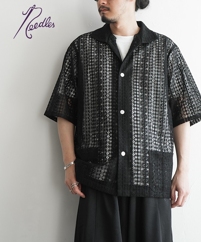 NEEDLES(ニードルズ)  S/S WIDESPREAD COLLAR SHIRT - RASCHEL LACE ショートスリーブワイドスプレッドカラーシャツ ラッセルレース 半袖[SX284]