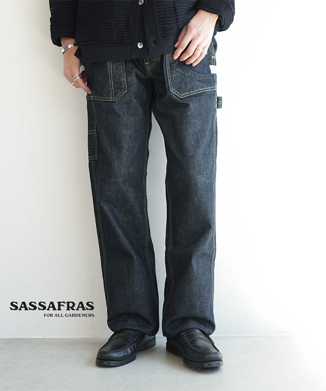 SASSAFRAS(ササフラス) FALL LEAF GARDENER PANTS 13.5oz Denim フォールリーフ ガーデナーパンツ 13.5オンス デニム メンズ ボトムス デニムパンツ ジーンズ ジーパン[SF-252281]