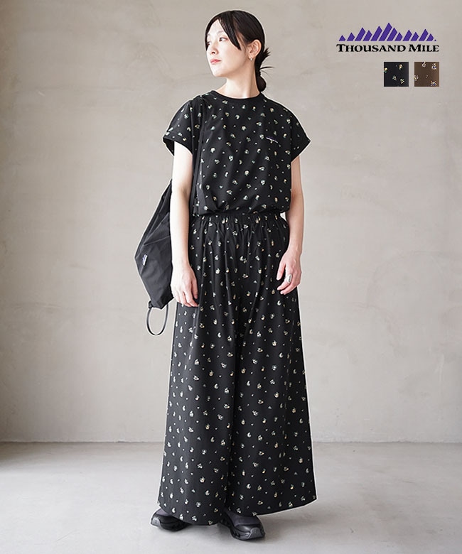 【3点セット】THOUSAND MILE(サウザンドマイル)FRENCH SLEEVE SHIRT＆LONG PANTS SET フレンチスリーブシャツ＆ロングパンツセットナップザック[TM261QP00042]