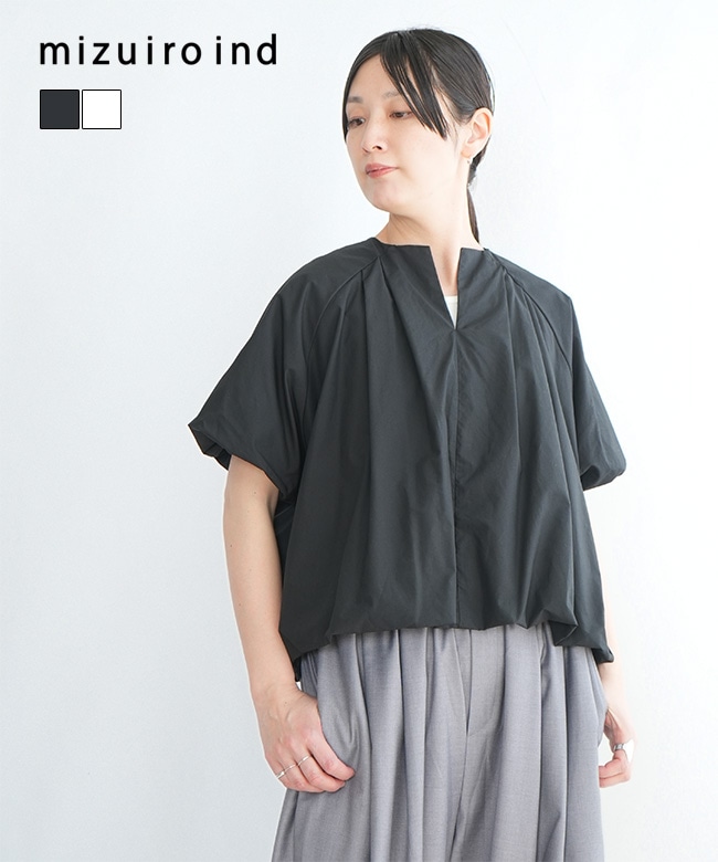 mizuiro ind(ミズイロインド)ballon no collar shirt バルーンノー