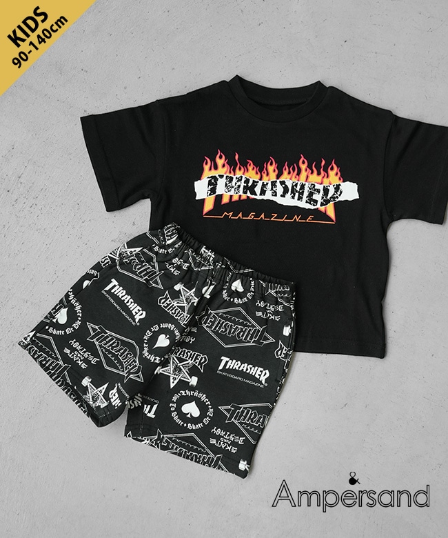 【2点セット】AMPERSAND/F.O.KIDS（アンパサンド/エフオーキッズ）THRASHER　Tシャツ/パンツセット キッズ用ルームウェア セットアップ 90 100 110 120 130 140サイズ[L258126]
