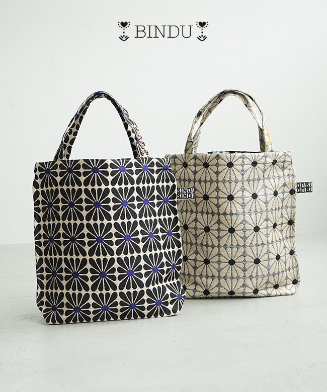 BINDU(ビンドゥ)CUP FLOWER JACQUAARD REVERSE TOTE カップフラワージャガードリバーストート バッグ 鞄 かばん [BBB-2171]