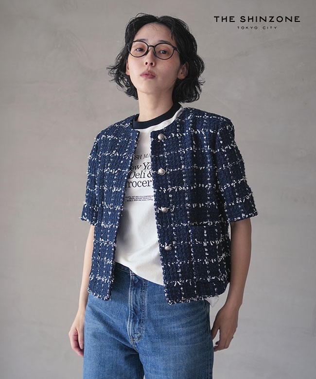 THE SHINZONE(ザ シンゾーン) TWEED HALF SLEEVE JACKET ツイード