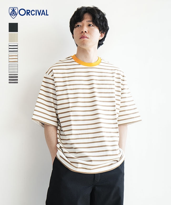 【タグ付き】オーシバル　半袖クルーネックワイドTシャツ　ボーダー　ORCIVAL ORCIVAL(オーシバル/オーチバル) ワイドクルーネックショートスリーブ