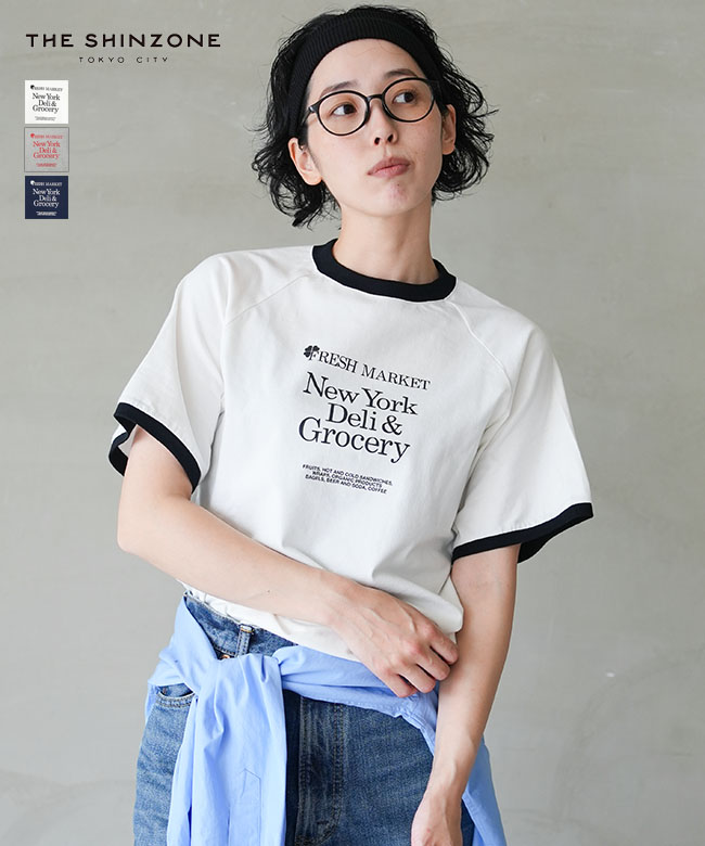THE SHINZONE(ザ シンゾーン) FRESH MARKET RINGER TEE フレッシュマーケットリンガーTトップス半袖【メール便対応可】 [26SMSCU12]