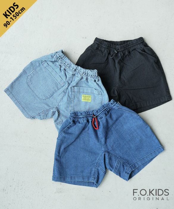 F.O.KIDS(エフオーキッズ) ウエストコードハーフパンツ 90/100/110/120/130/140/150/パンツ/ズボン/デニム[R223076]