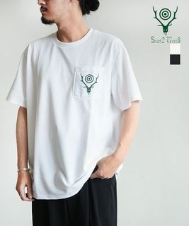 South2West8(サウスツーウエストエイト) S/S Round Pocket Tee - Circle Horn ショートスリーブ ラウンド ポケット Tシャツ - サークルホーン メンズ トップス カットソー 半袖 ポケットT プリントT バックプリント【メール便対応可】[SX744]