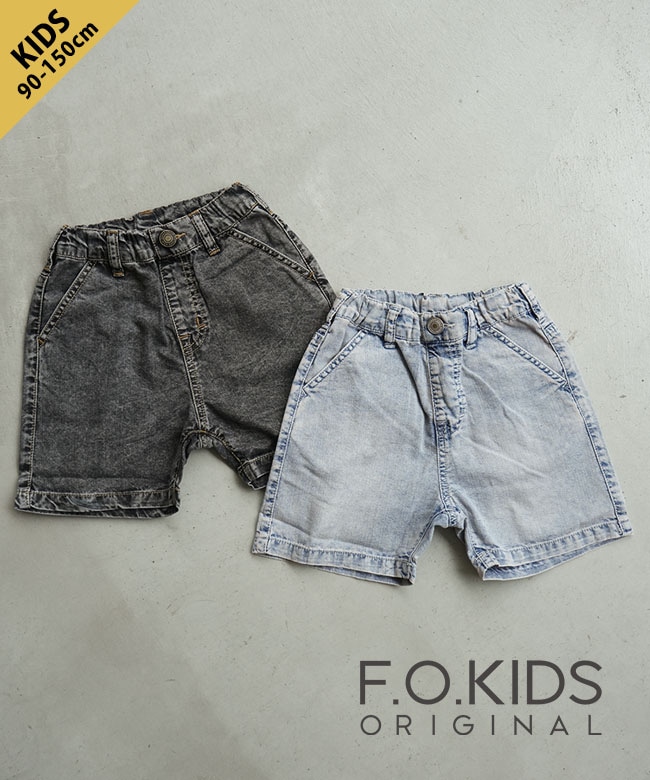 F.O.KIDS(エフオーキッズ) サマーエール 接触冷感デニムパンツ/90/100/110/120/130/140/150 パンツ ハーフパンツ ズボン デニム 6分丈 [R323066]