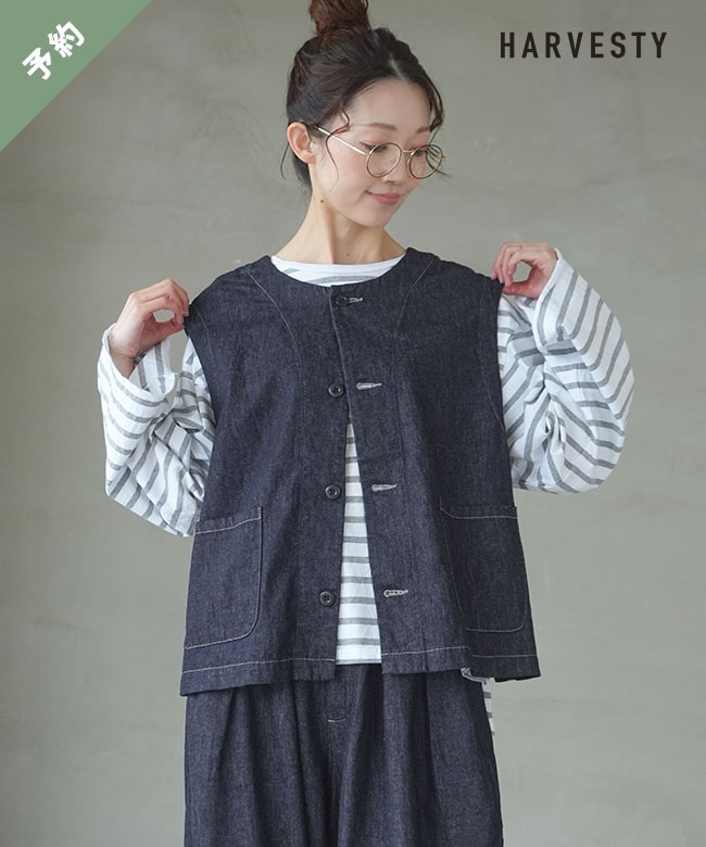 【ご予約商品／8月中旬頃入荷予定】HARVESTY(ハーベスティ) 別注 ライトデニムボレロベスト トップス [CW0625]【他商品と同時注文不可】