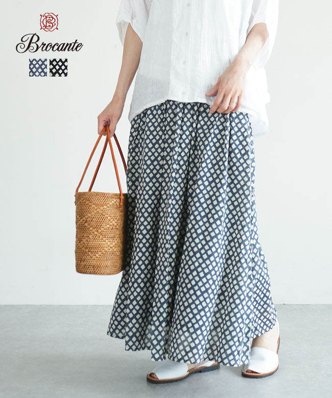 Brocante(ブロカント) インドプリント(チェック) フロンセスカート レディース スカート ボトムス レディース [37-0310X]