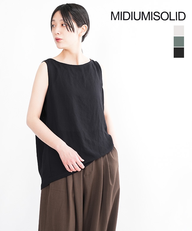 たみ MIDIUMISOLID(ミディウミソリッド) n/slv tucked wide PO ノースリーブ