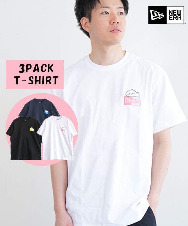 【付属ステッカーあり】NEW ERA(ニューエラ) 3P PF TEE CHIIKAWA BOX MLT 3-Pack 半袖 パフォーマンス Tシャツ ちいかわ・ハチワレ・うさぎ コラボTシャツ パックTシャツ[14864559]