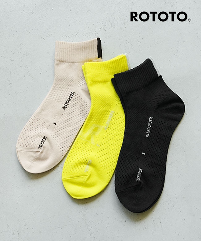 ROTOTO(ロトト) オールラウンダー テックメッシュ アンクルソックス レディース メンズ 靴下 【メール便対応可】 [R1594]