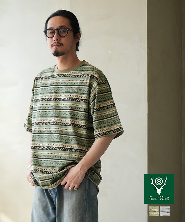 か*ん様 SOUTH2 WEST8 ストライプ長袖シャツ XS South2West8(サウスツーウエストエイト) S/S Crew Neck Tee - Stripe