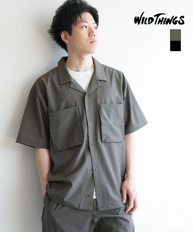 WILDTHINGS(ワイルドシングス) OPEN COLLAR POCKET SHIRT オープン