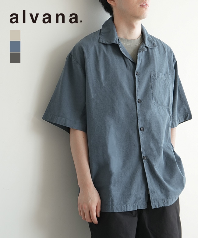 alvana(アルヴァナ/アルバナ) UNEVEN OPEN COLLAR S/S SHIRTS アンイーブン オープンカラー ショートスリーブ シャツ メンズ トップス ボタンシャツ 開襟シャツ 半袖[ALV-90135]
