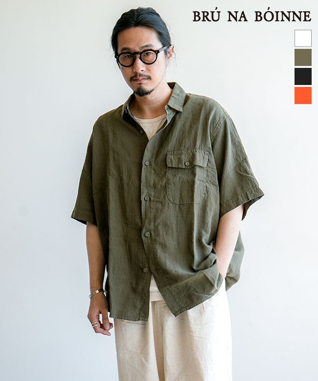 BRU NA BOINNE(ブルーナボイン) グランパリネンシャツ メンズ トップス