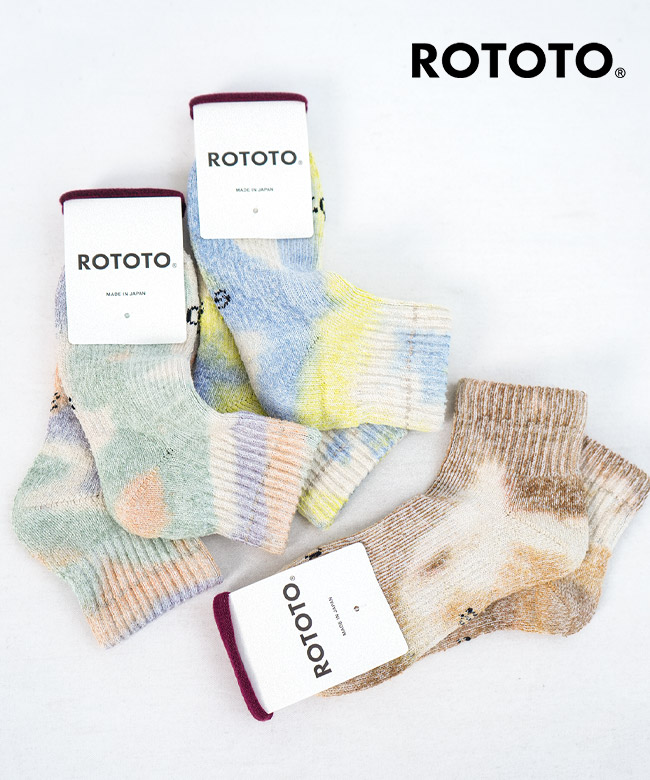 ROTOTO(ロトト) HEMP/ORGANIC COTTON PILE ANKLE SOCKS TIE DYE ヘンプ/オーガニックコットン パイル アンクルソックス タイダイ 靴下【メール便対応可】 [R1518]